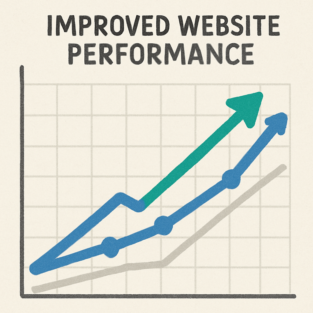 Graph with upward trends showing improved website performance